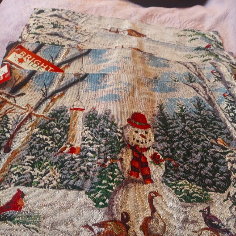 (4) Christmas fabric Placemats